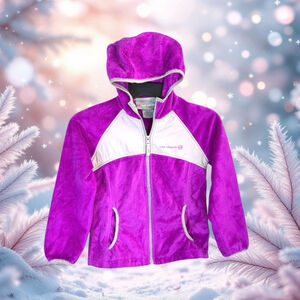 Free Country Plush Bright Purple & Gray Zip Hoodie Jacket Girls Size 5/6